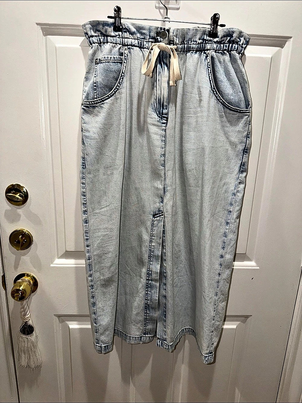 Banana Republic Denim Paperbag Midi Skirt Blue Medium